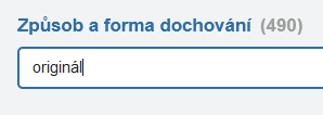 Obecné vyhledávací pole v pokročilých filtrech