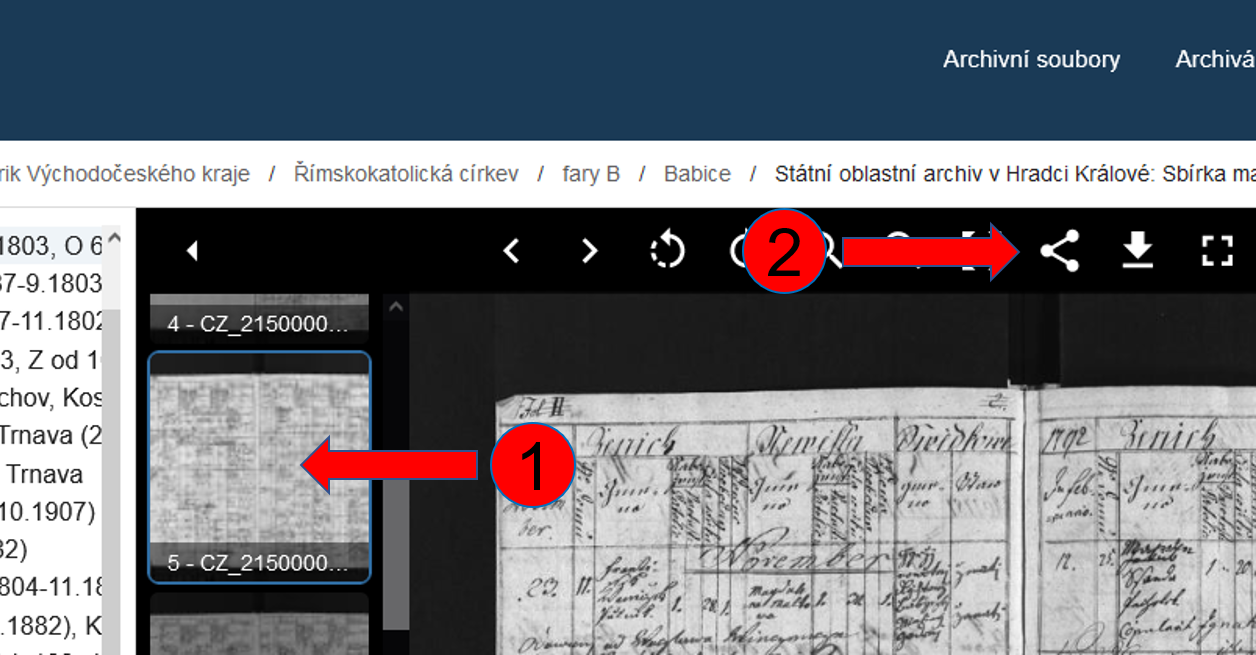 Uložení odkazu na snímek