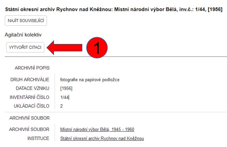 Citace archiv&aacute;lie